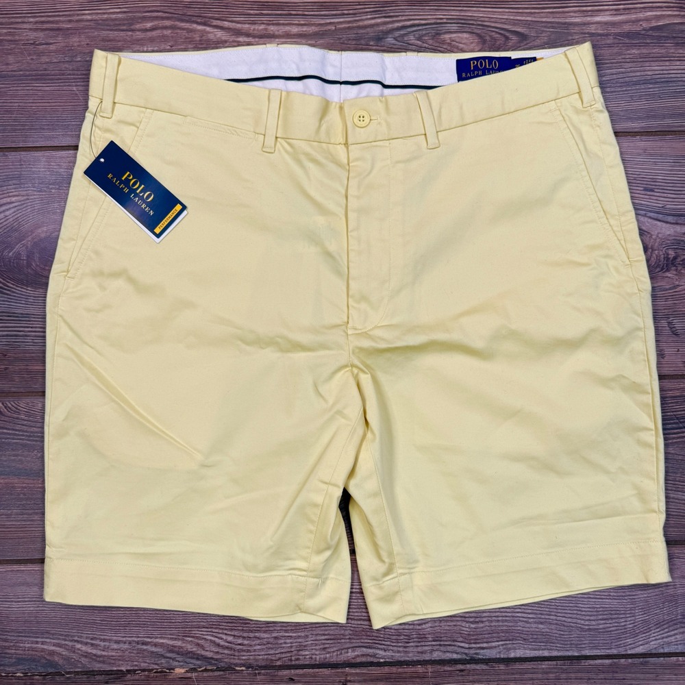 Polo‎ Ralph Lauren Mens Golf Shorts Size 35 Yellow Performance Tailored Fit NWT